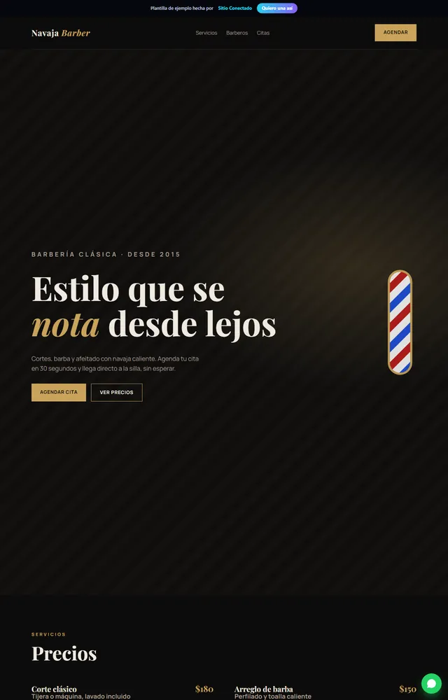 Plantilla de página web para barbería