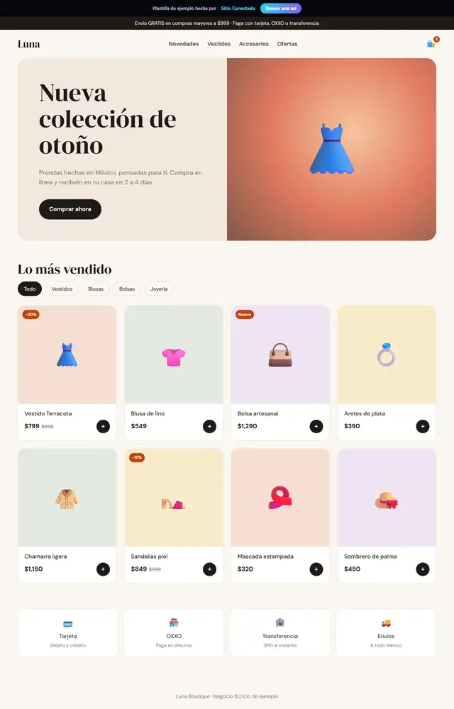 Plantilla de tienda en línea