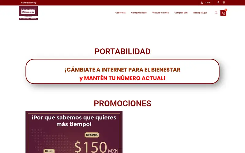 Página de inicio de Internet para el Bienestar